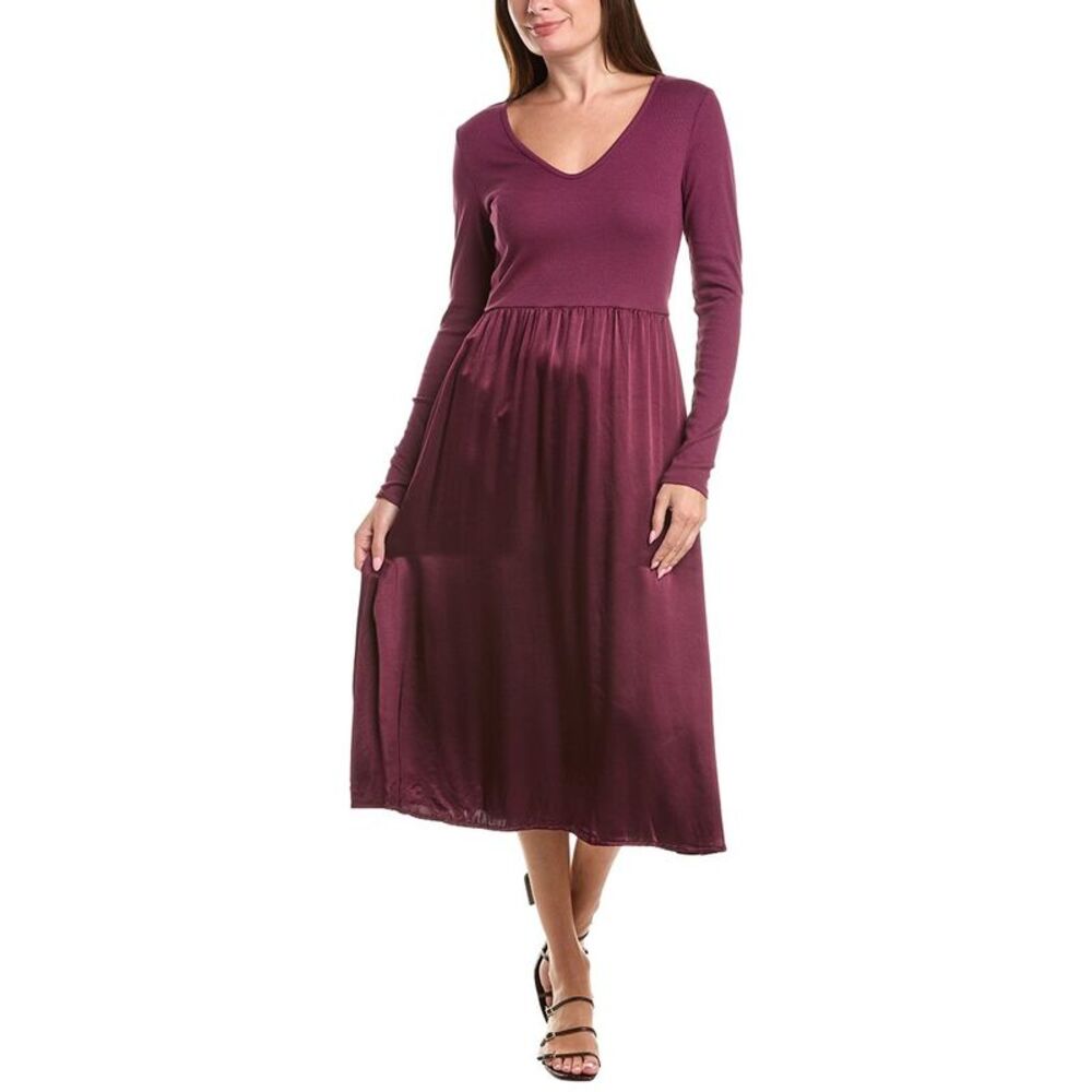 Michael Stars Womens  Sutton Mixed Media Midi Dress